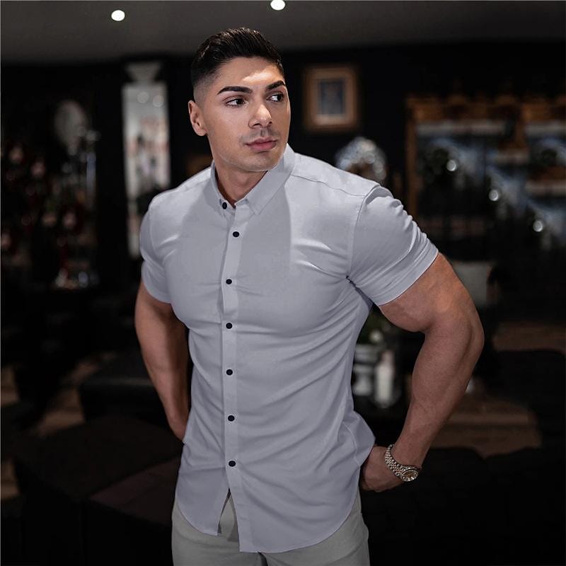 Men's thin solid color non-iron shirt