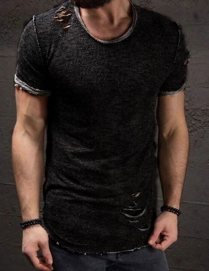 Men's Solid Plus Size Crew Neck T-Shirt