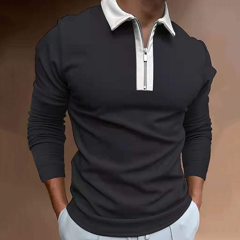 Men's classic color block zipper shirt