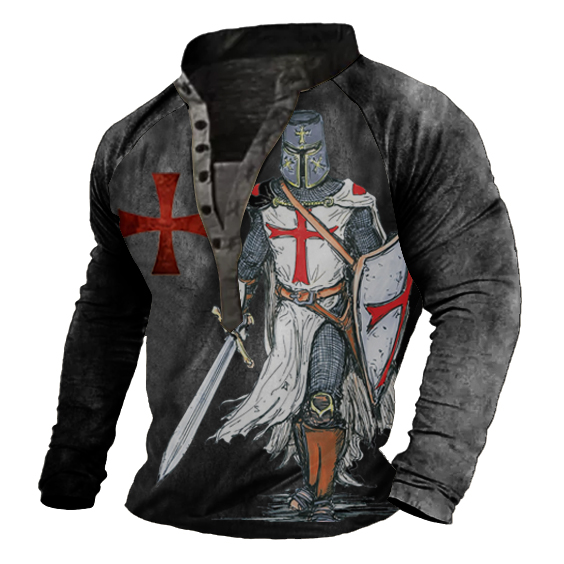 Men's Henley Shirt Tee T shirt Tee 3D Print Graphic Patterned Cross Plus Size Henley Daily Sports Button-Down Print Short Sleeve Tops Designer Basic Casual Big and Tall Brown / Summer / Summer