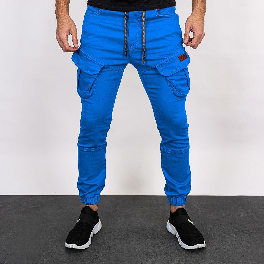 2021 foreign trade new solid color casual trousers men's harness pants