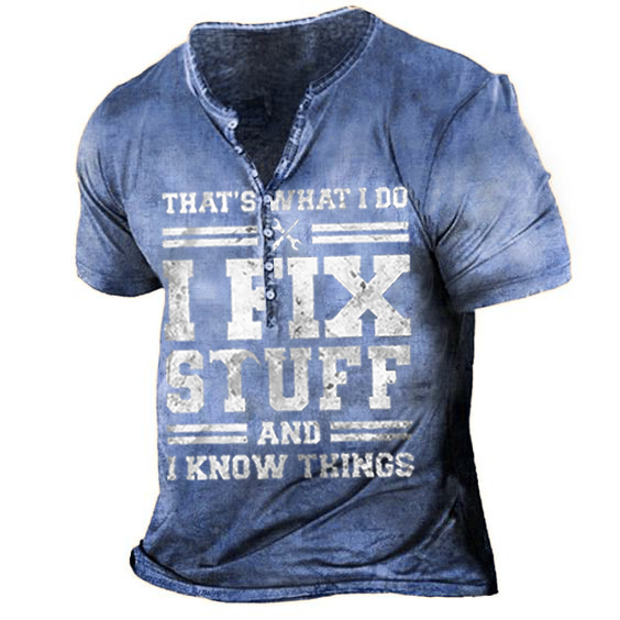 Men's Henley Shirt Tee T shirt Tee 3D Print Graphic Patterned Cross Plus Size Henley Daily Sports Button-Down Print Short Sleeve Tops Designer Basic Casual Big and Tall Brown / Summer / Summer