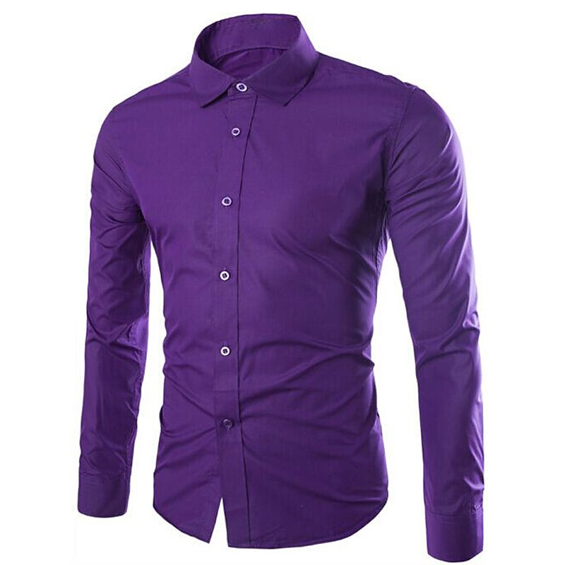 Men's shirt solid color business long sleeve