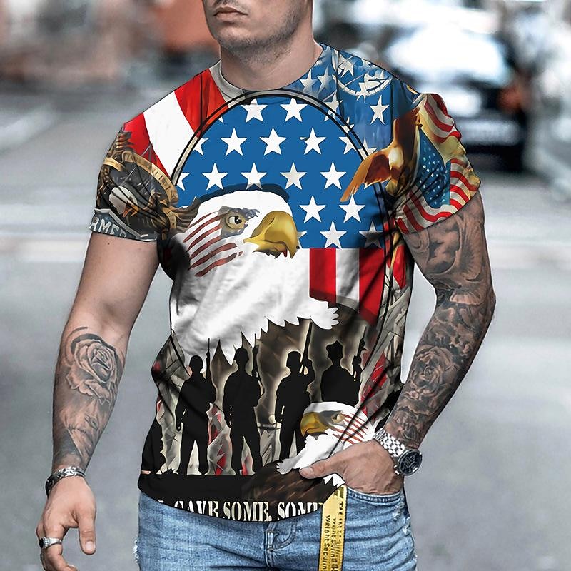 Men New eagle pattern sweatshirt men's european and american large size t-shirt