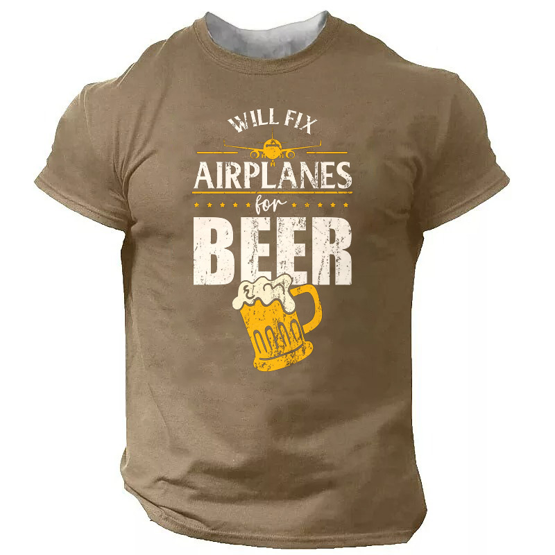 Men's T shirt Tee 3D Print Graphic Letter Crew Neck Casual Daily Print Short Sleeve Tops Fashion Classic Comfortable Big and Tall Green Black Brown / Sports / Summer