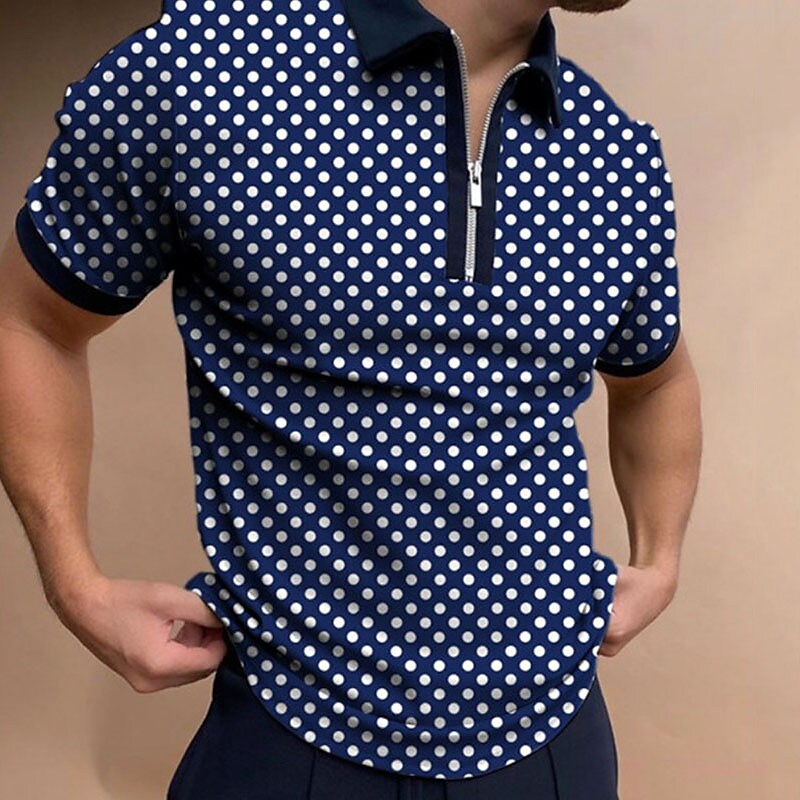 Men's polka dot navy blue shirt