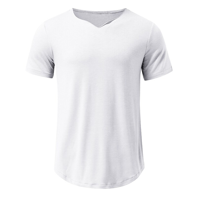 Men's T shirt Tee Solid Color V Neck Street Casual Short Sleeve Tops Basic Fashion Classic Comfortable White Black Army Green / Sports / Summer