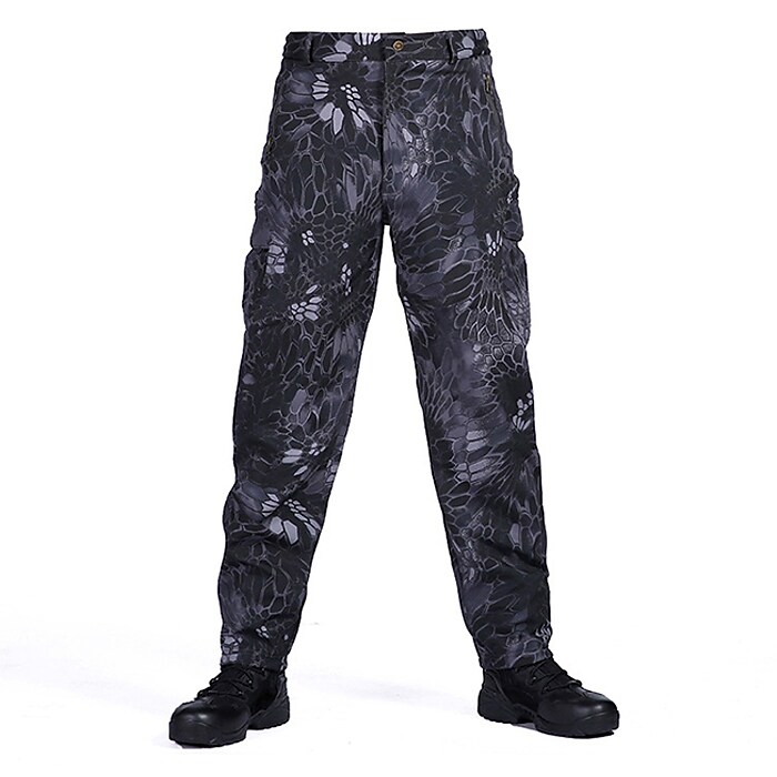 factory direct sales autumn and winter men's outdoor sports tactical pants three-in-one fleece soft shell waterproof camouflage assault pants