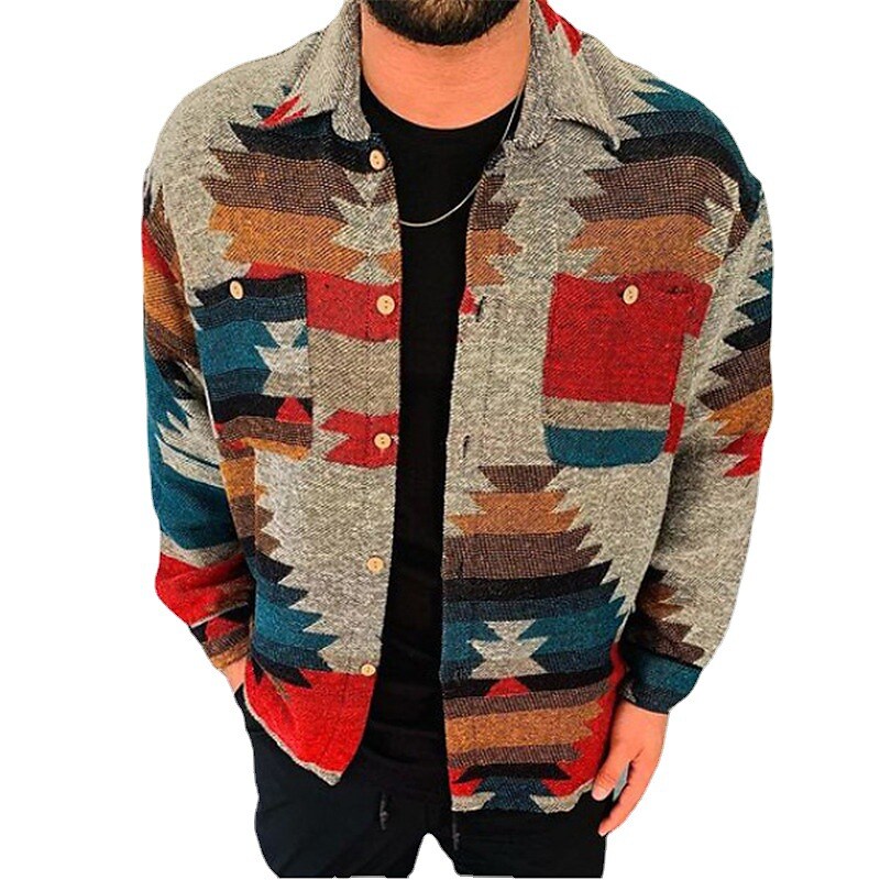 Men's geometric pocket print jacket