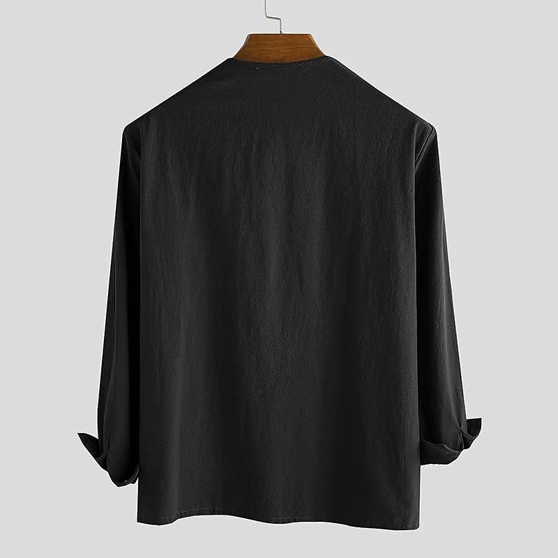 Men's patchwork print v-neck shirt