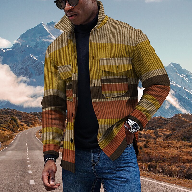 Men's Diamond 3D Digital Print Loose Jacket