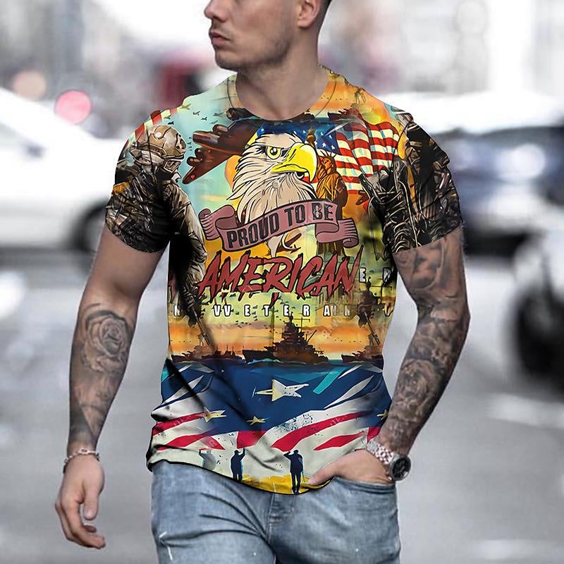 Men New eagle pattern sweatshirt men's european and american large size t-shirt