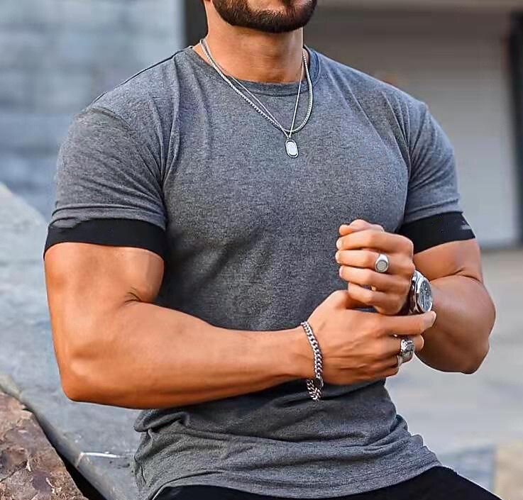 Men's Solid Plus Size Crew Neck T-Shirt