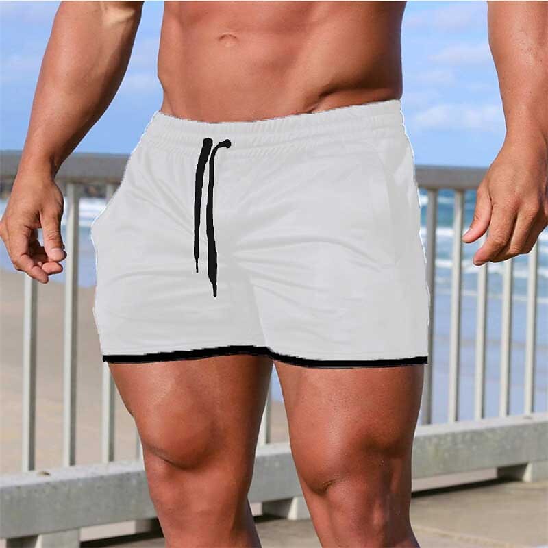 Men's Running Drawstring Elastic Waist Casual Daily  Workout Shorts