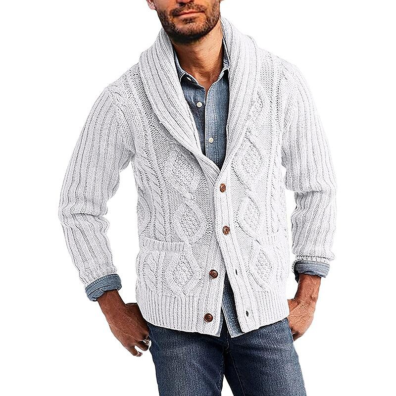 Men solid color long-sleeved knitted jacket sweater men