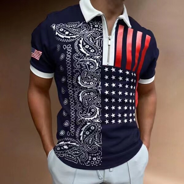 Men's Golf Shirt Letter Turndown Going out golf shirts Short Sleeve Tops Designer Punk & Gothic Sports Green Gray Brown