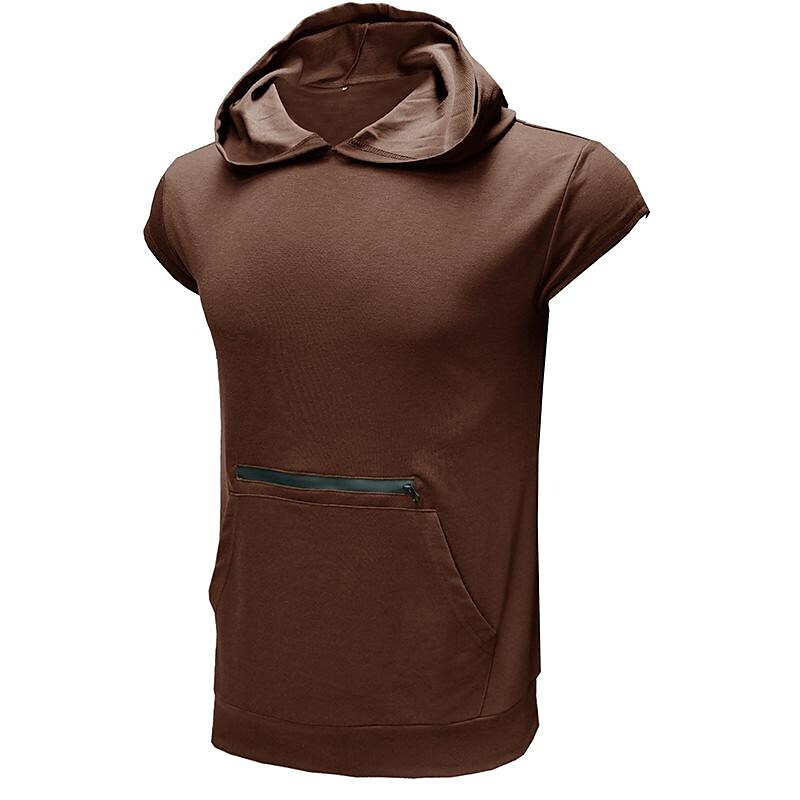 Summer Men's Sleeveless Solid Color Hoodie