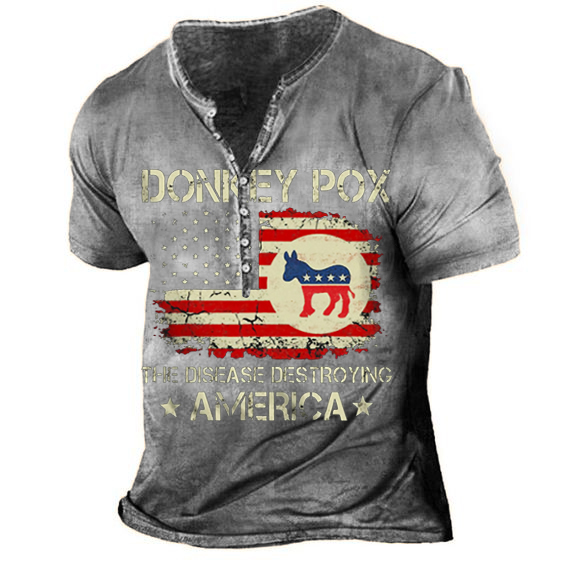 Men's Henley Shirt Tee T shirt Tee 3D Print Graphic Patterned Cross Plus Size Henley Daily Sports Button-Down Print Short Sleeve Tops Designer Basic Casual Big and Tall Brown / Summer / Summer