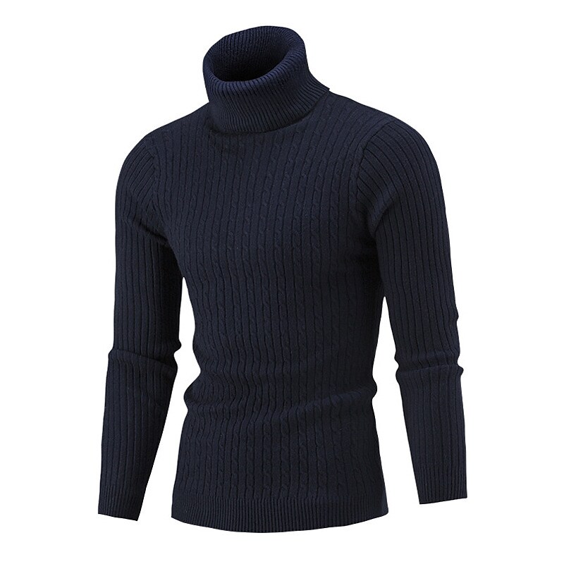 Men's Sweater Pullover Ribbed Knit Cropped Knitted Solid Color Turtleneck Keep Warm Modern Contemporary Work Daily Wear Clothing Apparel Fall & Winter Khaki Light Gray M L XL / Long Sleeve
