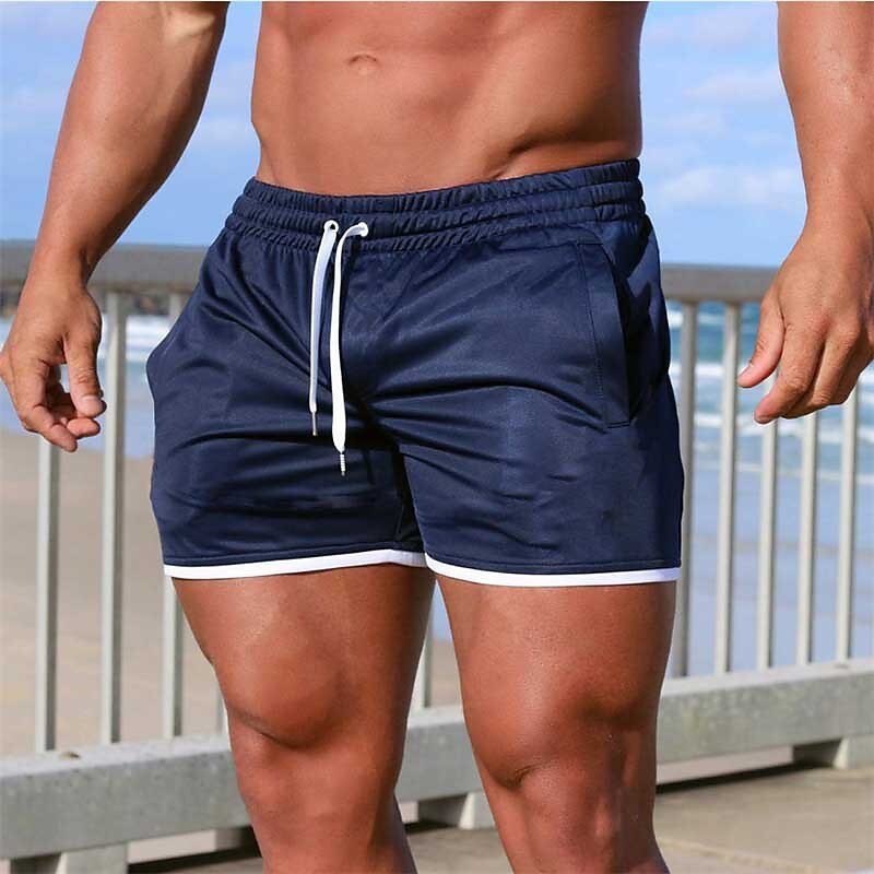 Men's Running Drawstring Elastic Waist Casual Daily  Workout Shorts