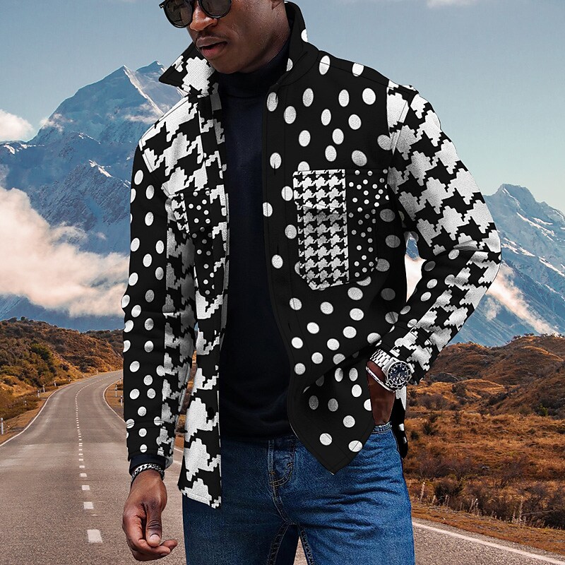 Men's Diamond 3D Digital Print Loose Jacket