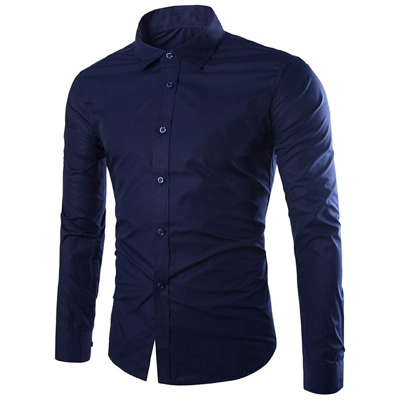 Men's shirt solid color business long sleeve