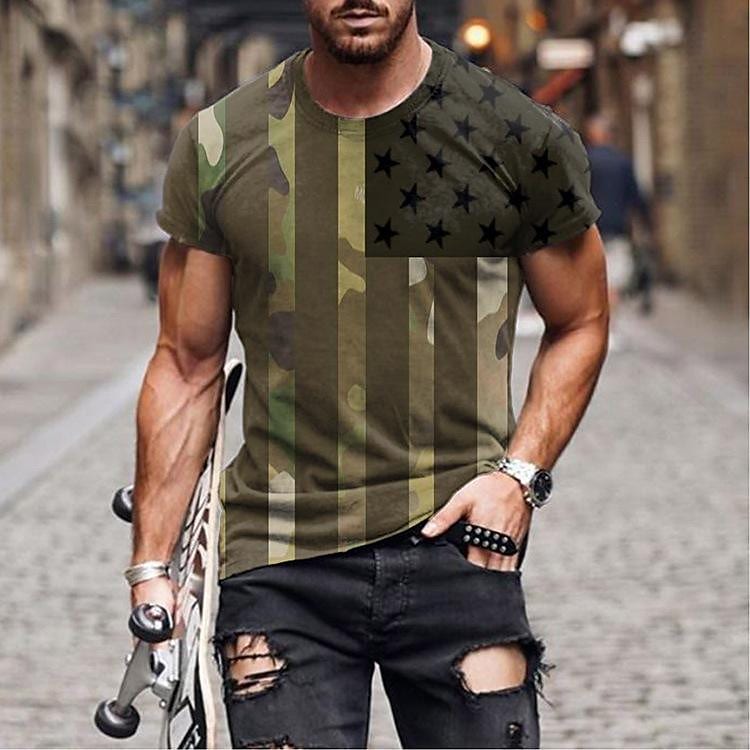 Men camouflage print short-sleeved t-shirt men's clothing