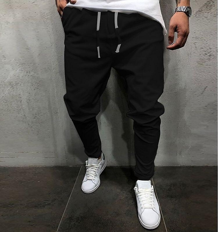 Men's solid color eight color ninth pants