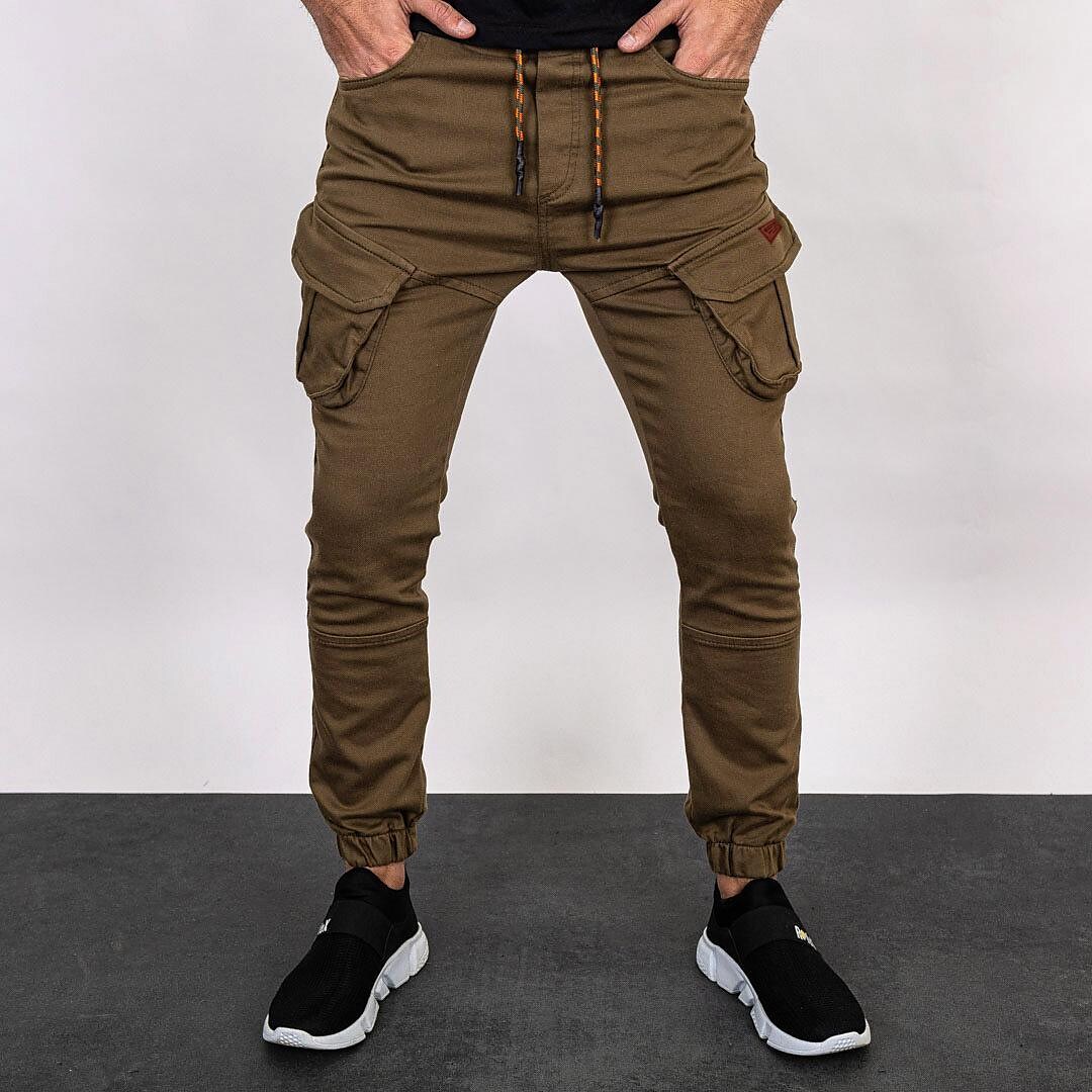 2021 foreign trade new solid color casual trousers men's harness pants