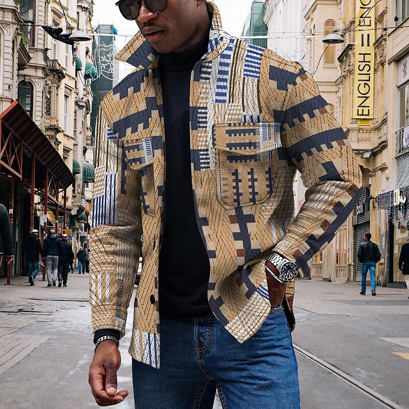 Men's Diamond 3D Digital Print Loose Jacket