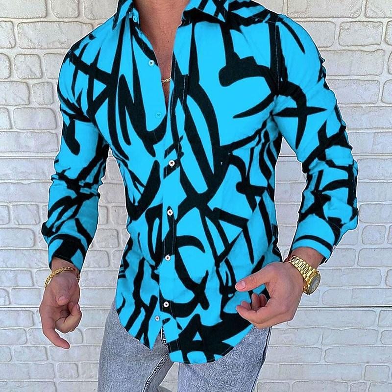 Lapel 3D Print Casual Shirt