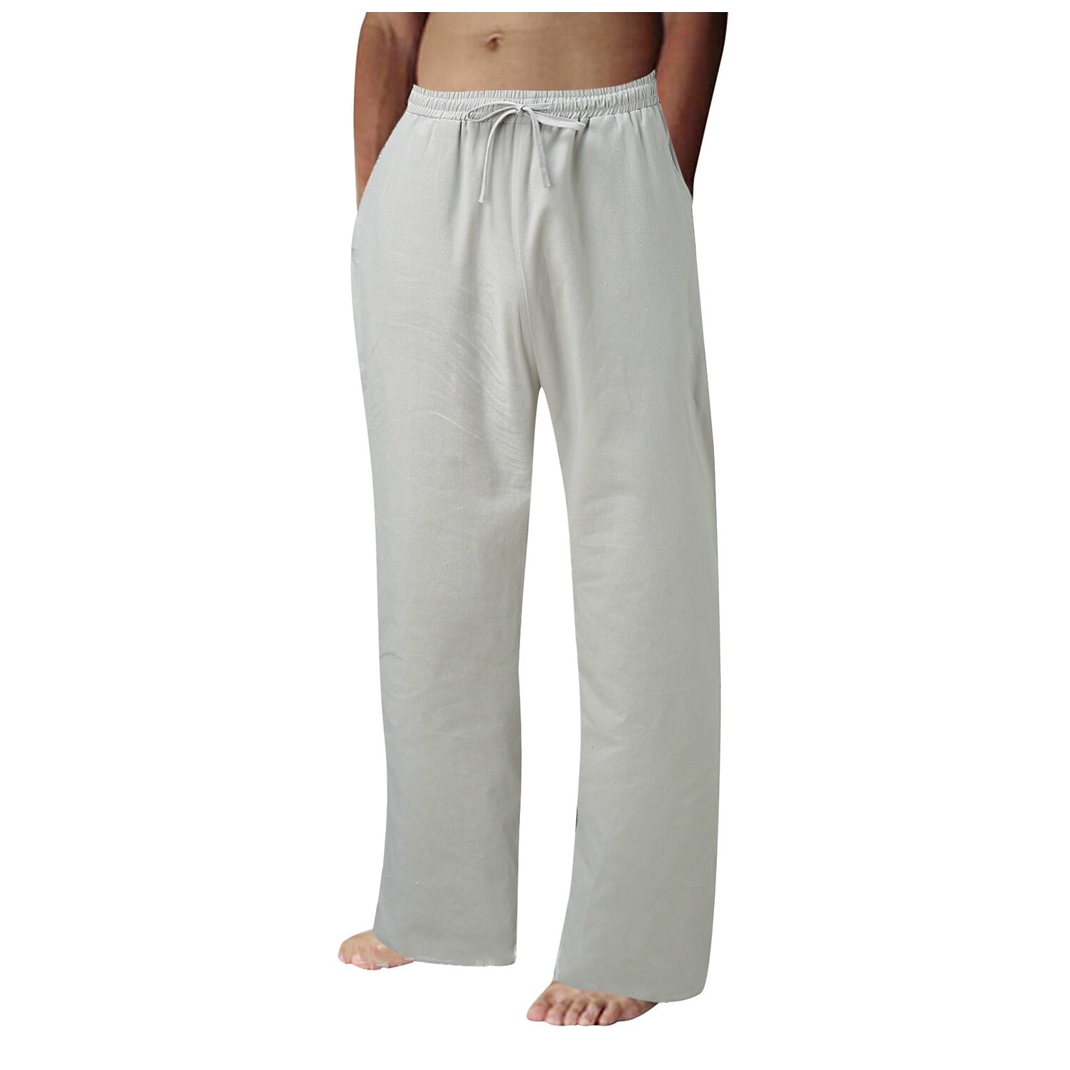 Men's Casual Pants Classic Fit Elastic Waist Drawstring Trousers 