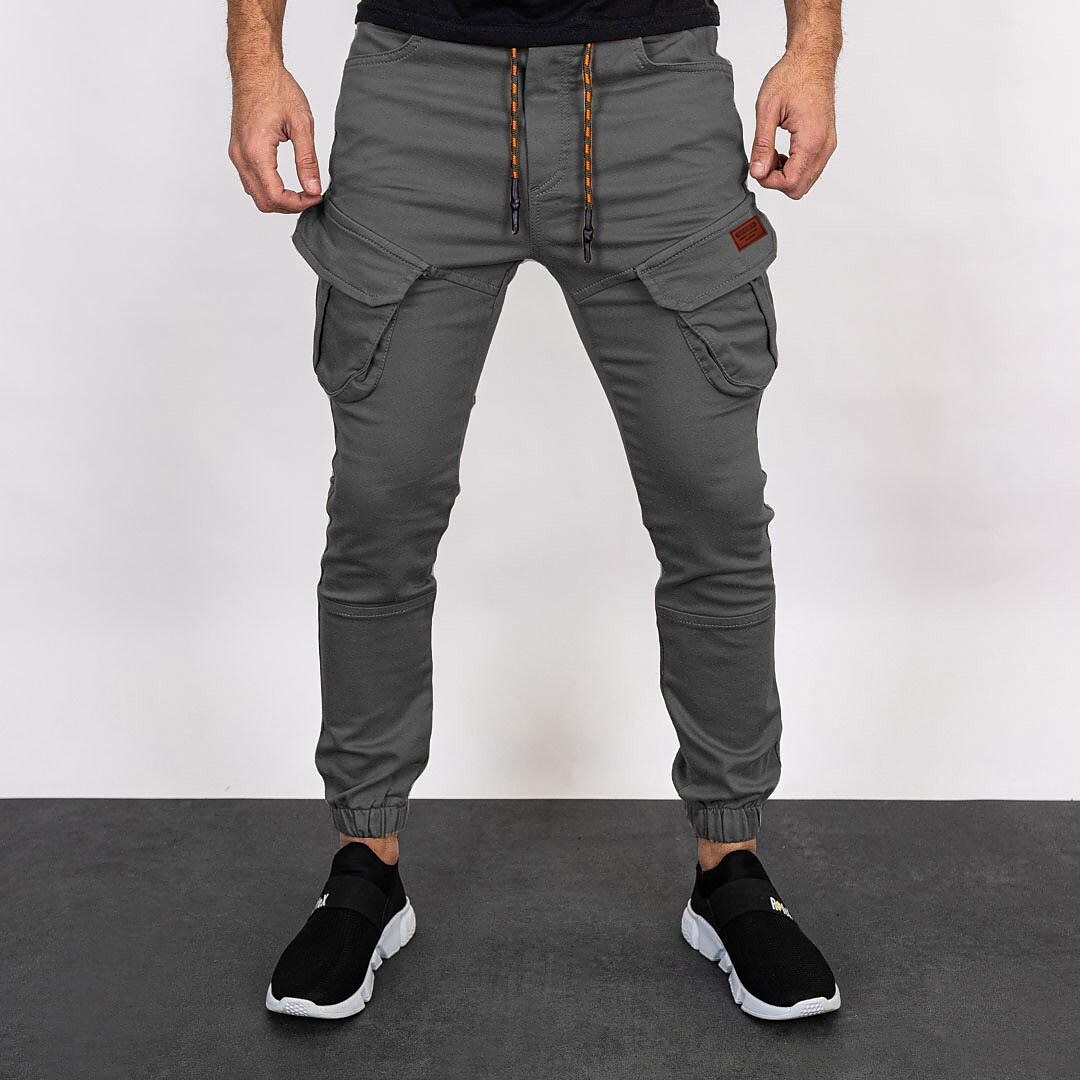2021 foreign trade new solid color casual trousers men's harness pants