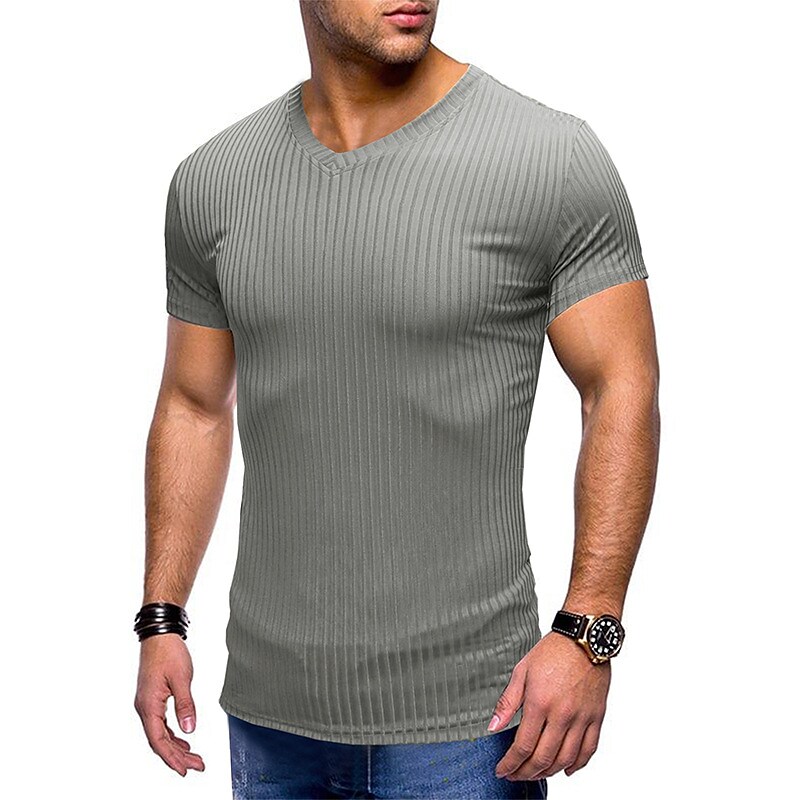 Men's Solid Color Plus Size Crew Neck Casual T-Shirt