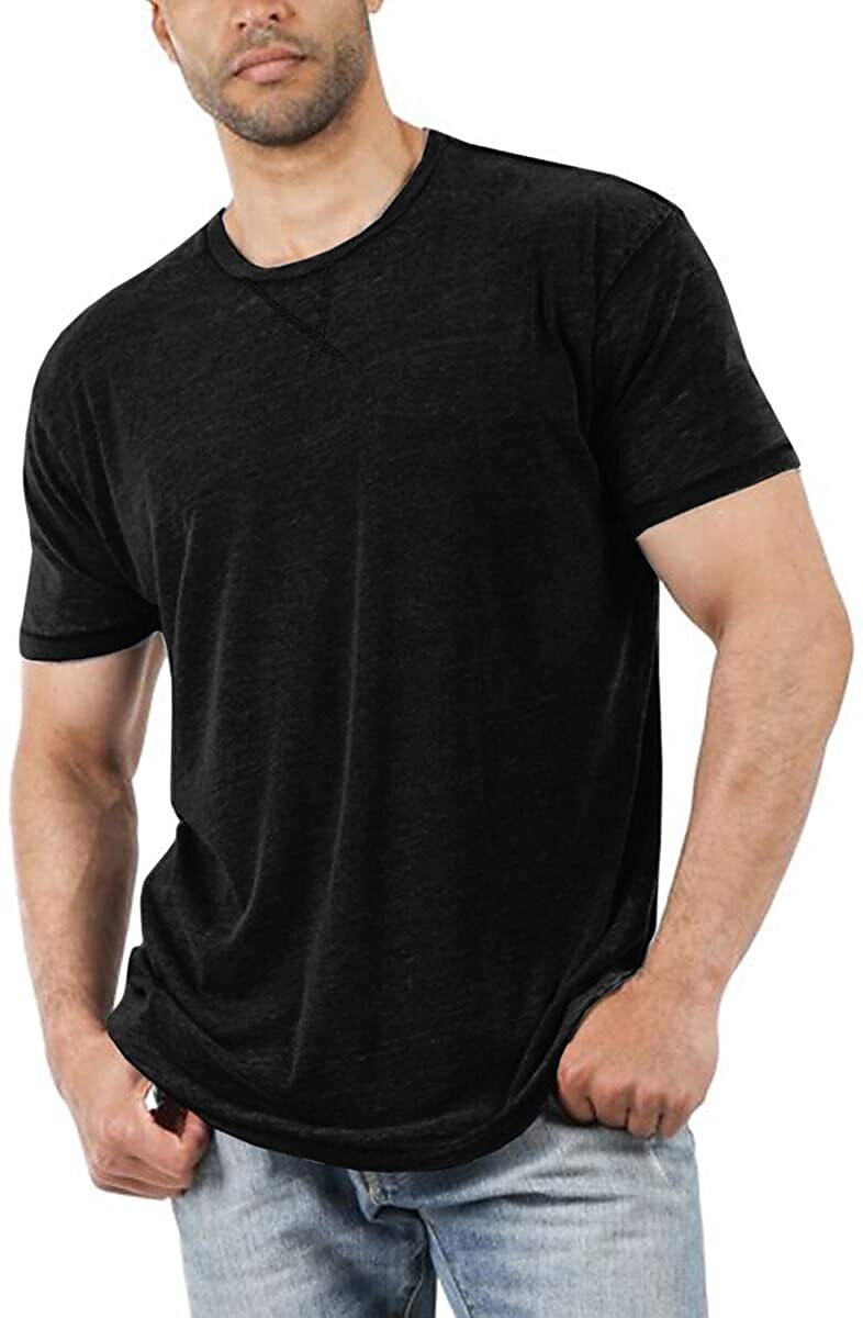 Men's T shirt Tee Solid Color Crew Neck Casual Work Tops Casual Cool Green White Black