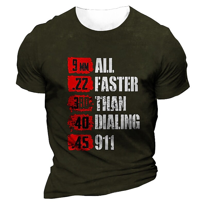 Men's Printed Letter T-Shirt