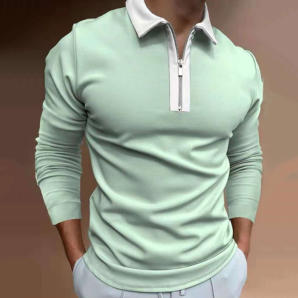 Men's classic color block zipper shirt