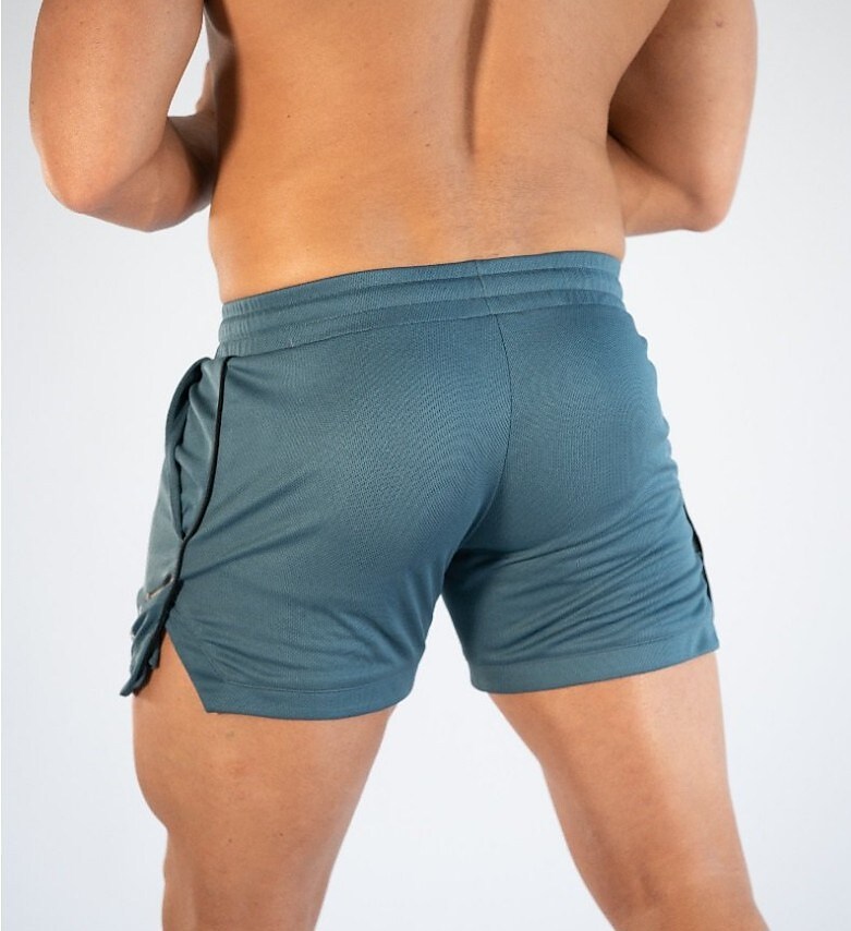 Men's Drawstring  Beach Gym Micro-elastic Solid Colored Sporty  Shorts 
