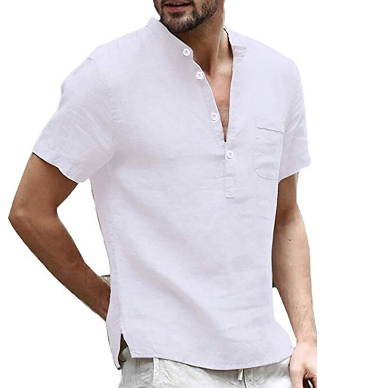 Men's shirt solid color classic pocket short sleeve