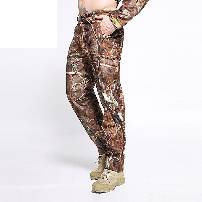 factory direct sales autumn and winter men's outdoor sports tactical pants three-in-one fleece soft shell waterproof camouflage assault pants