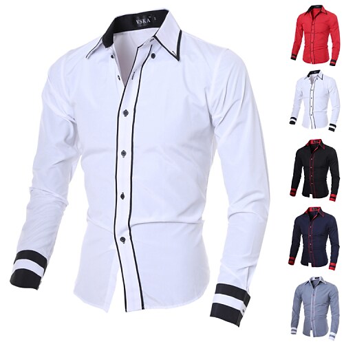 Men's shirts plus size basic long sleeves