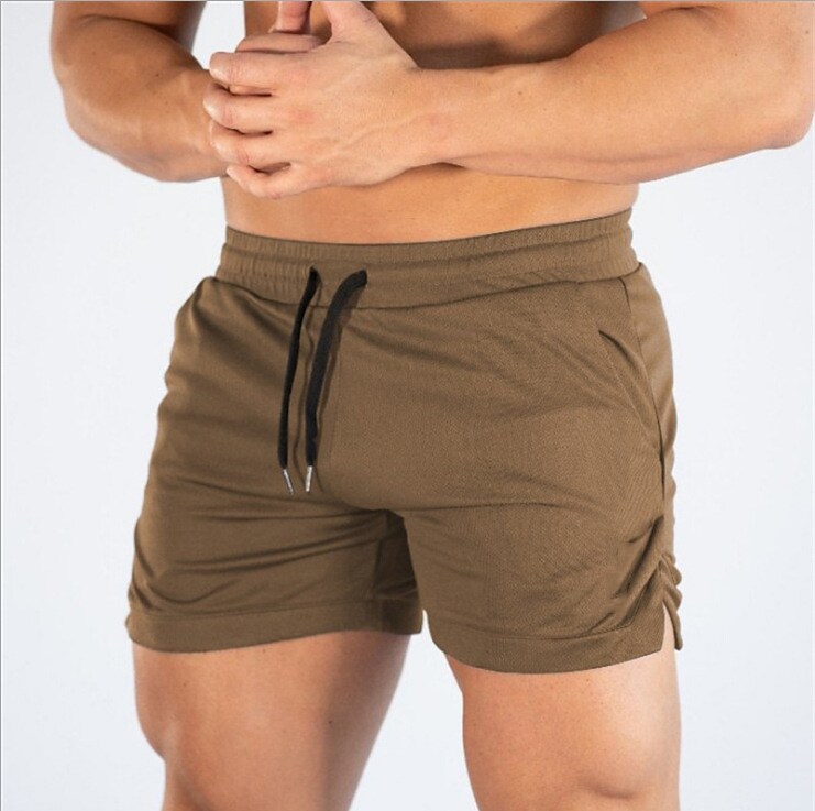 Men's Drawstring  Beach Gym Micro-elastic Solid Colored Sporty  Shorts 