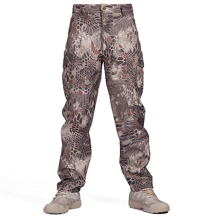 factory direct sales autumn and winter men's outdoor sports tactical pants three-in-one fleece soft shell waterproof camouflage assault pants