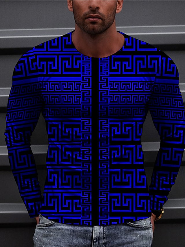 Men's 3D Abstract Print Long Sleeve