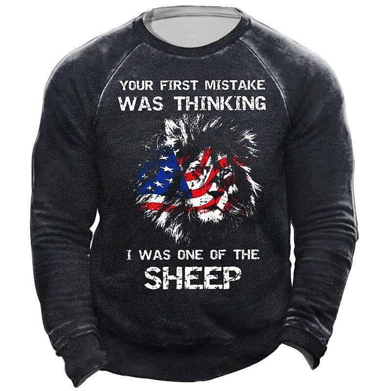  spring and autumn new men's 3d fashion american flag trend printing sweater