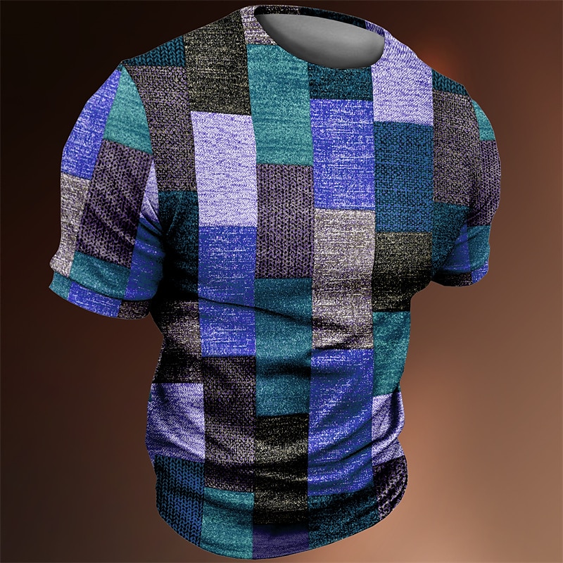 Men's T shirt Tee Tee Color Block Crew Neck Clothing Apparel 3D Print Outdoor Casual Short Sleeve Print Vintage Fashion Designer