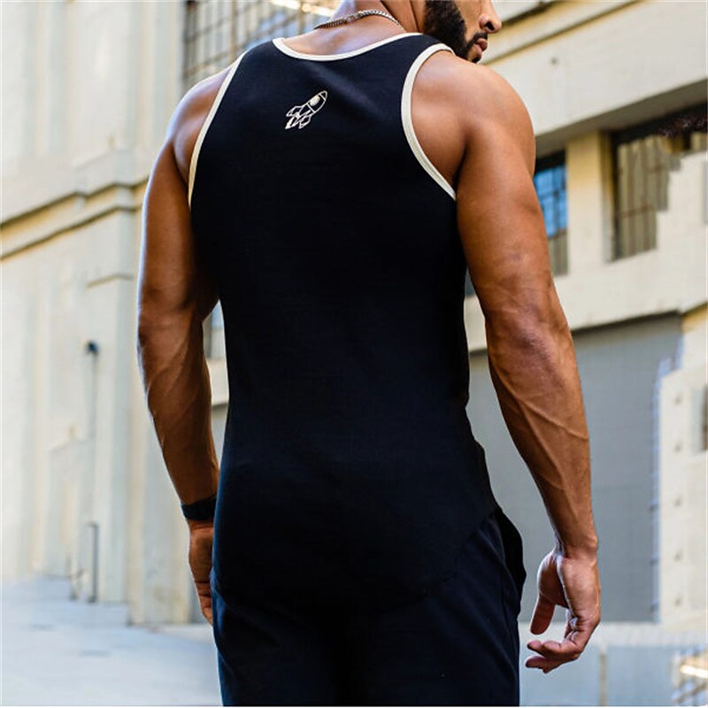 Men's Undershirt Hot Stamping Solid Color Crew Neck Street Casual Print Sleeveless Tops Fashion Comfortable Sports Black Pink / Summer / Summer