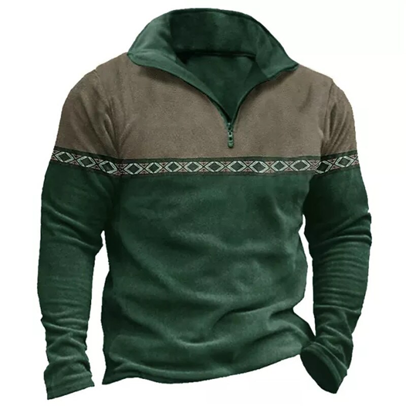 Men's Zip Up Sweatshirt Pullover Green Black Brown Navy Blue Coffee Half Zip Color Block Graphic Prints Zipper Print Daily Sports 3D Print Basic Designer Casual Spring &  Fall Clothing Apparel Hoodies