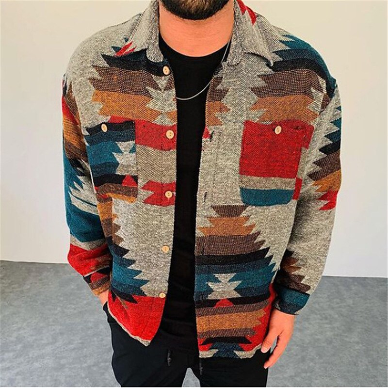 Men's geometric pocket print jacket