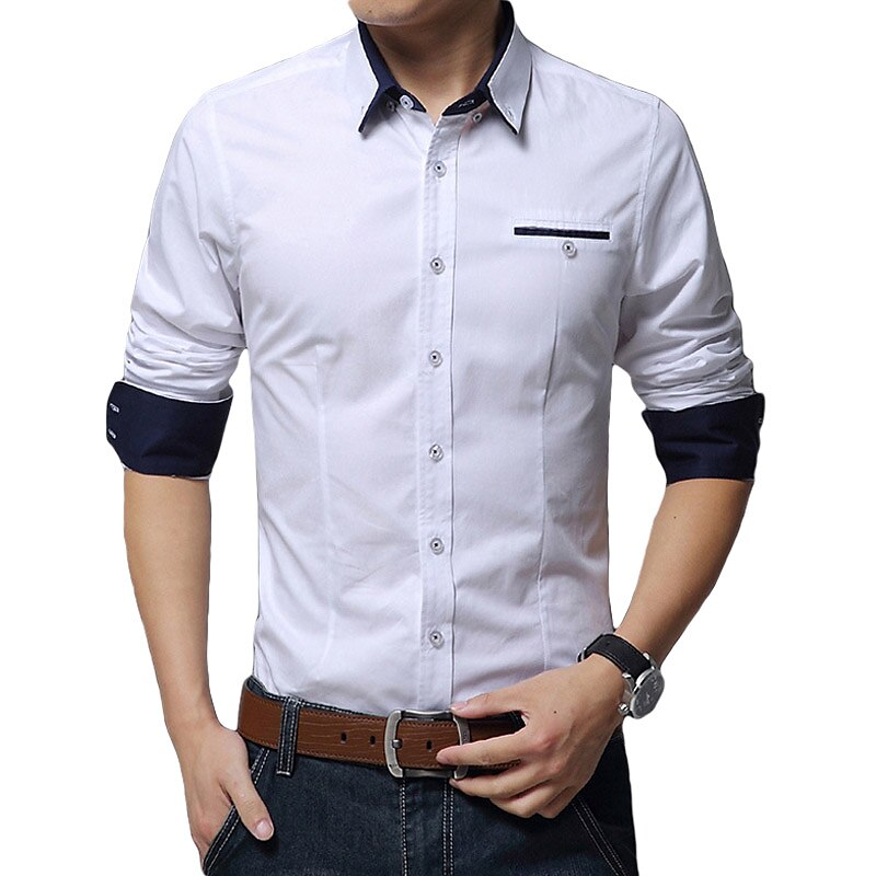 Men's Outdoor Wedding Work Casual Breathable Comfortable Button Light Plain Long Sleeve Shirt